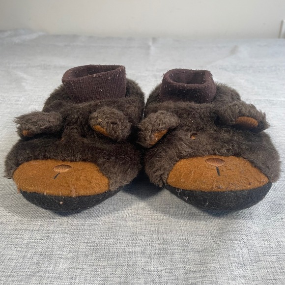 LL Bean Other - LL Bean Toddler Bear Slippers Size 7-8 Brown Fuzzy Warm Cozy